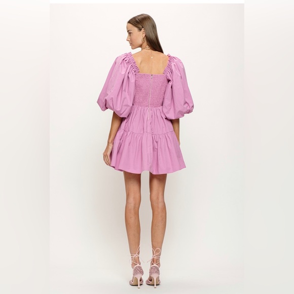 NWT Puff Sleeve Pink Smocked Coquette Dress Size L Cottagecore Wedding Party - Picture 5 of 9